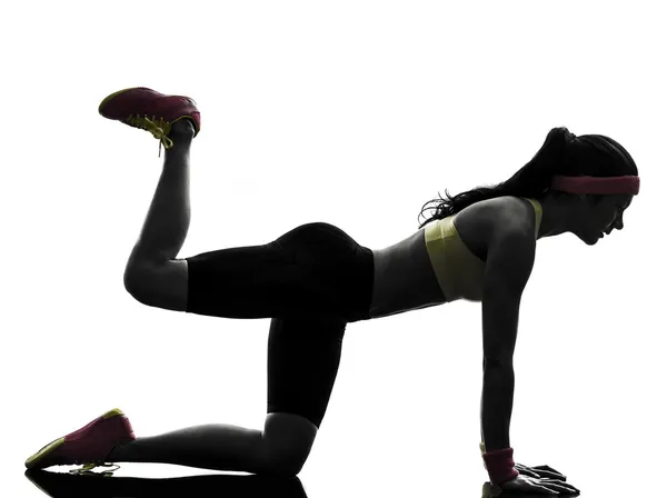 Mulher exercício fitness treino prancha posição silhueta Fotos De Bancos De Imagens Sem Royalties