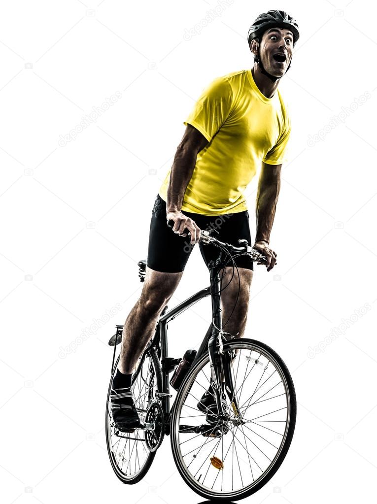 man bicycling mountain bike happy joy silhouette