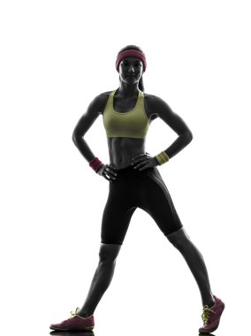 kadın fitness egzersiz ayakta siluet egzersiz