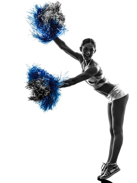 Giovane donna cheerleader cheerleader silhouette — Foto Stock