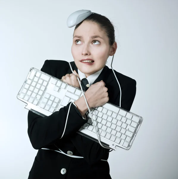 Woman computer problems — Stock Photo, Image