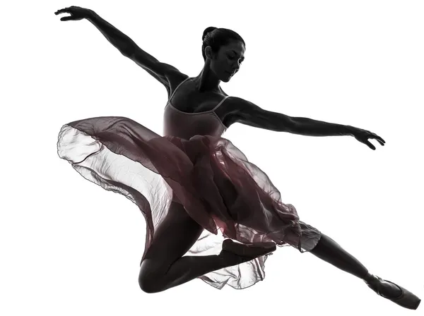 女人芭蕾舞女芭蕾舞演员跳舞剪影 免版税图库图片