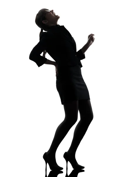 Business woman backache pain silhouette — Stock Photo, Image