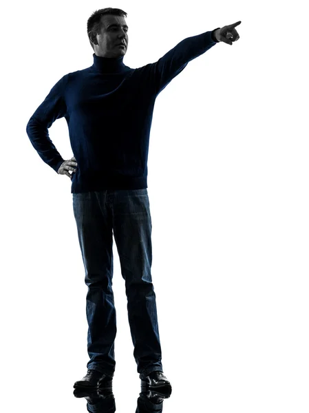 Man pointing finger silhouette full length — Stock Photo, Image