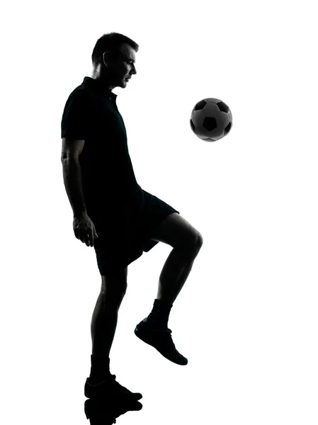 Uomo giocatore di calcio silhouette — Foto Stock