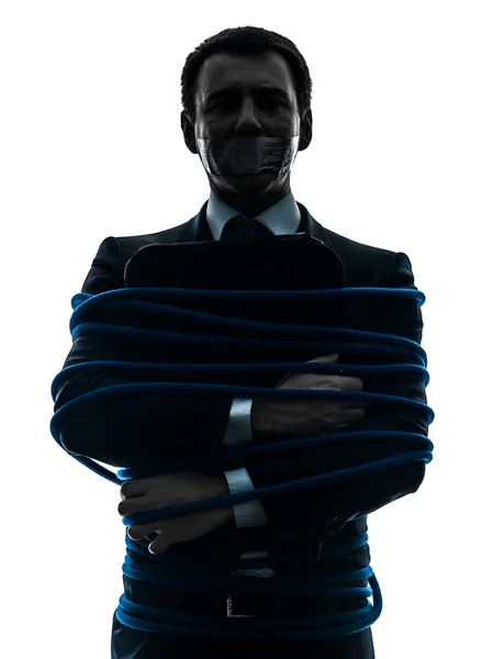 Hombre de negocios atado silueta de prisionero — Foto de Stock