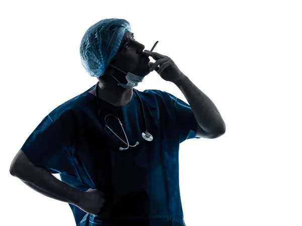 Médecin chirurgien fumeur homme silhouette — Photo