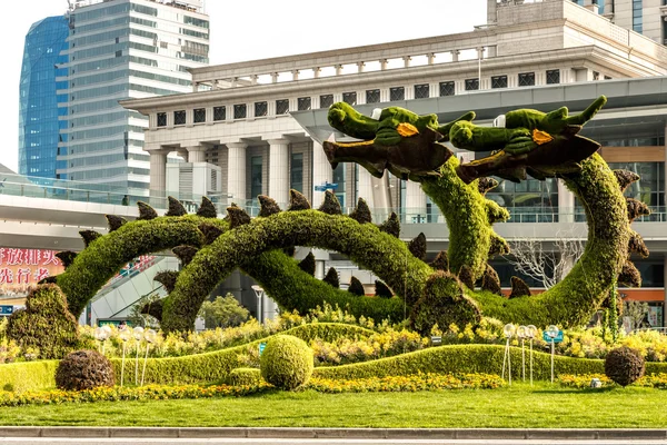 Drachen modellierten Bäume in pudong shanghai China — Stockfoto