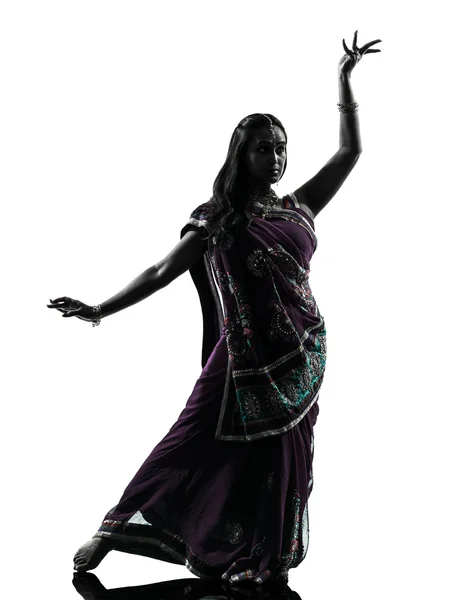 Mujer india bailarina bailando silueta — Foto de Stock