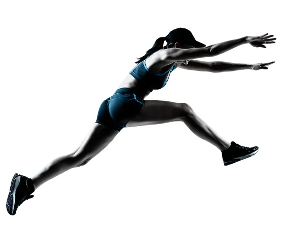 Nő runner kocogó ugrás — Stock Fotó
