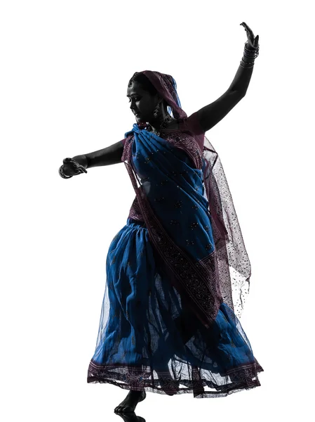 Mujer india bailarina bailando silueta — Foto de Stock
