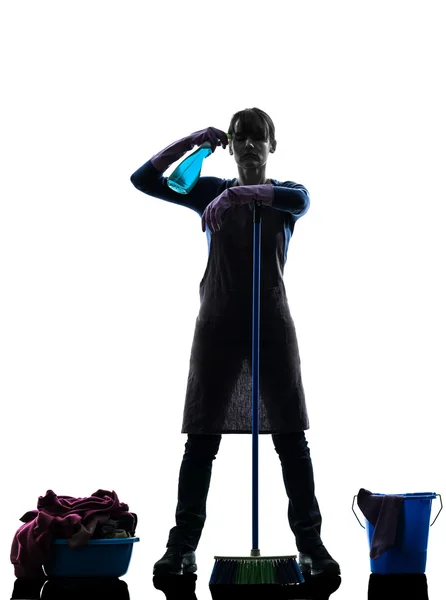 Woman maid housework despair overwork silhouette — Stock Photo, Image