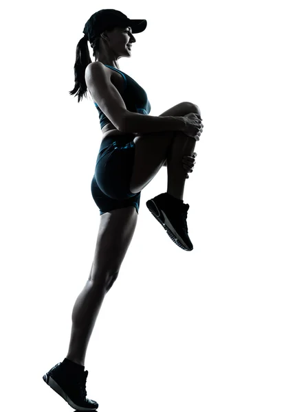 Woman runner jogger stretching warm up — Stock Photo, Image