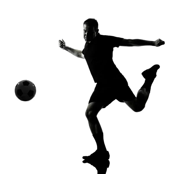 Man voetbal speler silhouet — Stockfoto