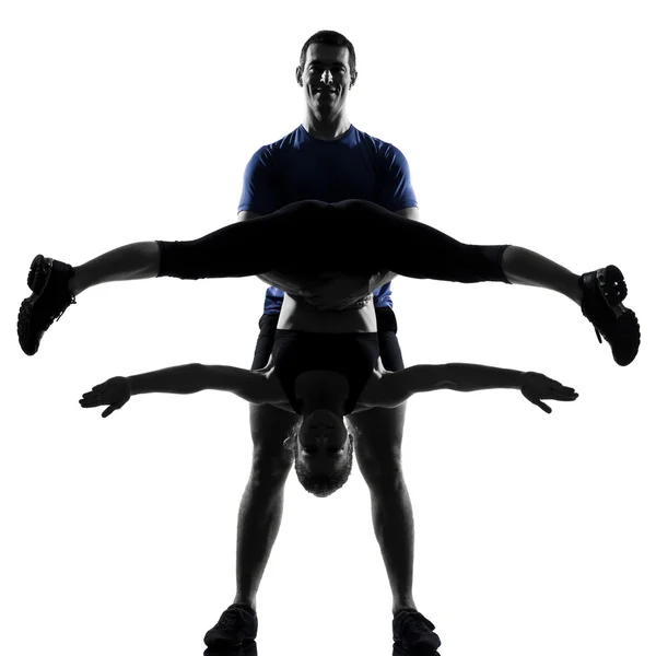 Casal mulher homem exercitando treino — Fotografia de Stock