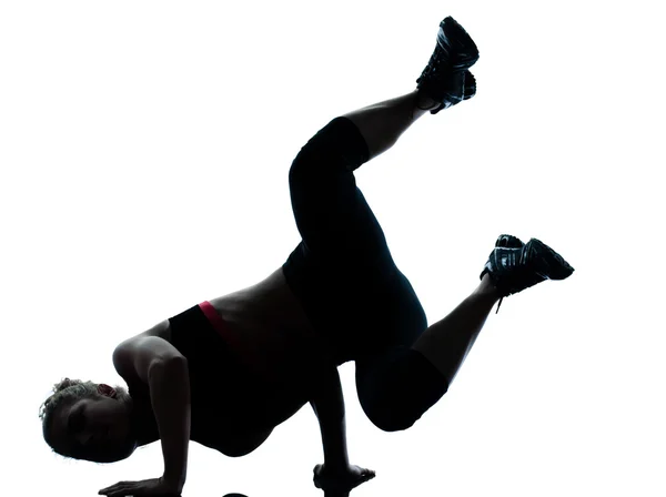Frau übt Workout-Handstand — Stockfoto