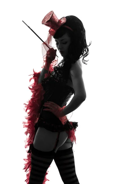 Femme strip-teaseuse showgirl portrait silhouette — Photo