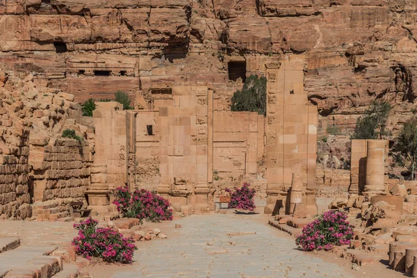 Hadrien bramy rzymskiej alei w Nabatejskie miasto petra jordan — Zdjęcie stockowe
