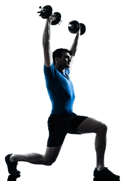 Uomo che esercita peso allenamento fitness postura di allenamento — Foto Stock