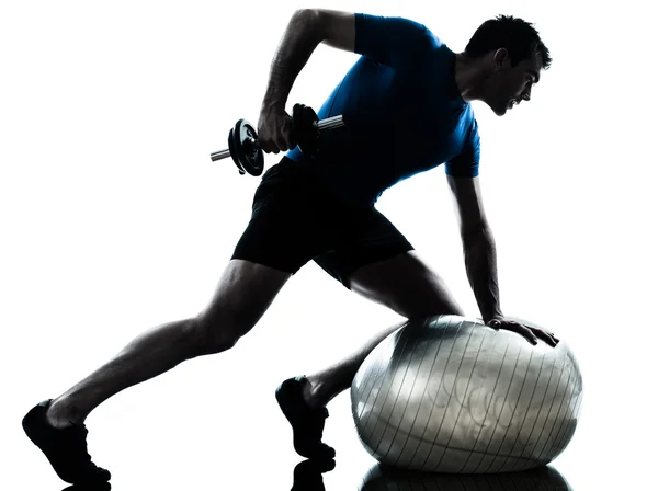 Man exercising weight training workout fitness posture — Stock Photo, Image