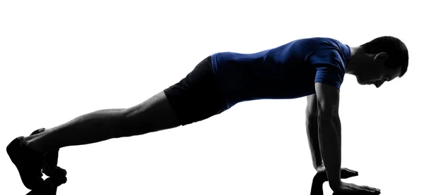 Man exercising workout push ups Stock Photo