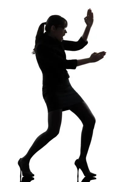 Podnikání žena karate sebeobrany silueta Royalty Free Stock Obrázky