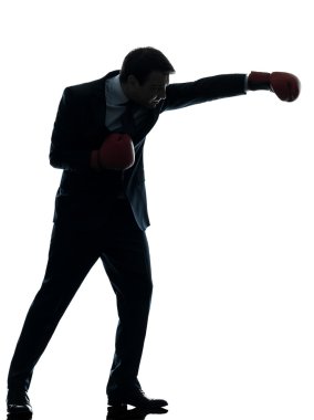 iş adamı boksör boks eldivenleri silueti ile