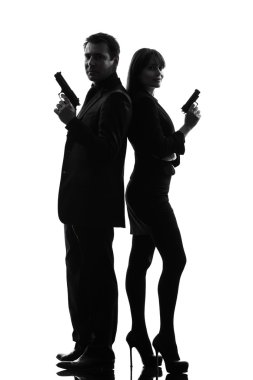 couple woman man detective secret agent criminal silhouette clipart