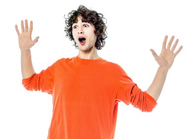 genç adam el sürpriz portre