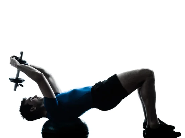 Man utövar vikt utbildning bosu workout fitness kroppshållning — Stockfoto