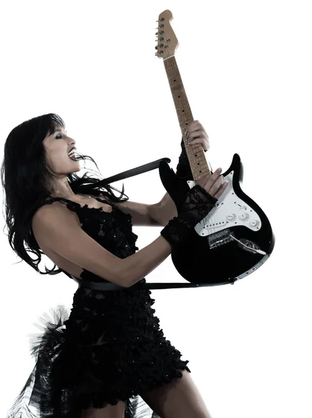 Nő játszik electric gitáros — Stock Fotó