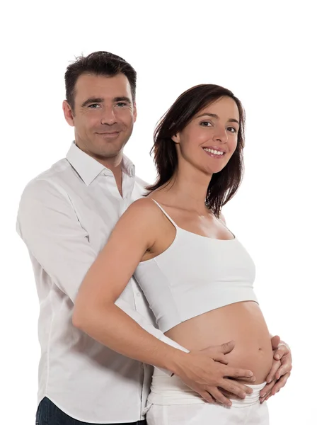 Paar erwartet lächelndes Baby — Stockfoto
