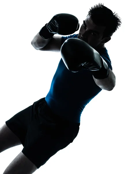 Uomo che esercita boxe postura pugile — Foto Stock