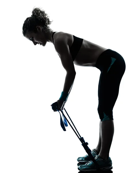 Vrouw uitoefening gymstick fitnesstraining — Stockfoto