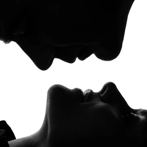 Couple woman man face to face silhouette — Stock Photo, Image