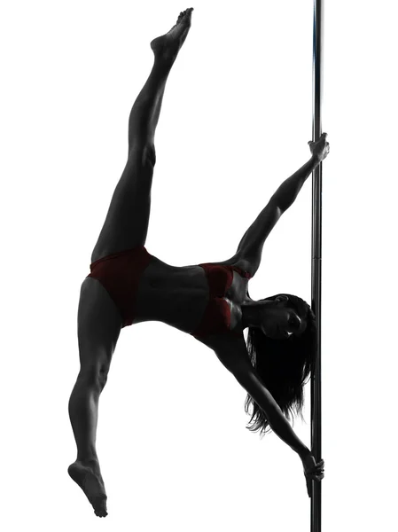 Woman pole dancer silhouette — Stock Photo, Image