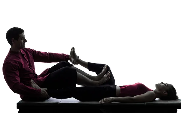 Voeten benen Thaise massage silhouet — Stockfoto