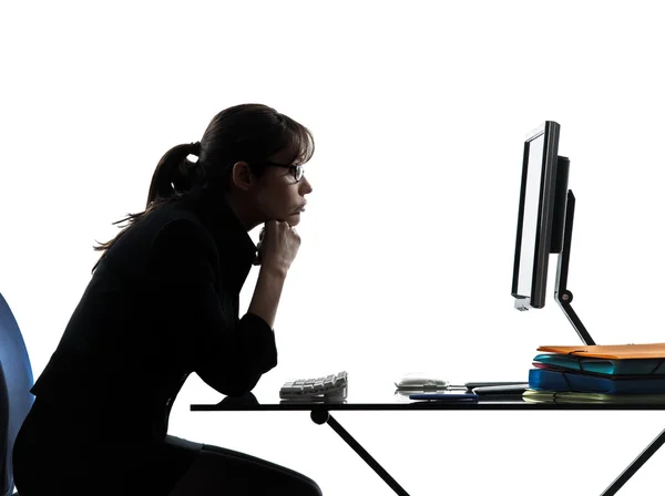 Mujer de negocios aburrimiento problemas silueta — Foto de Stock