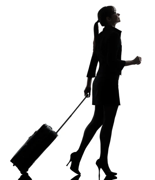 Zakelijke vrouw reizende lopen silhouet — Stockfoto