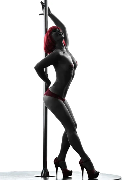 Kadın pole dancer siluet — Stok fotoğraf