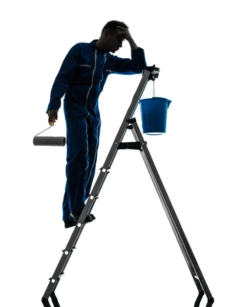 Mann Haus Maler Arbeiter Silhouette — Stockfoto