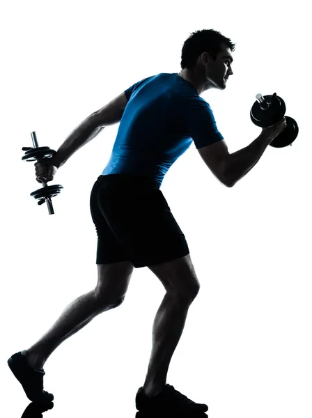 Homem exercitando postura de fitness treino de peso Imagens Royalty-Free