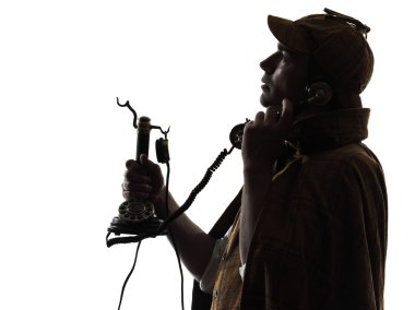 Sherlock holmes siluet telefonda