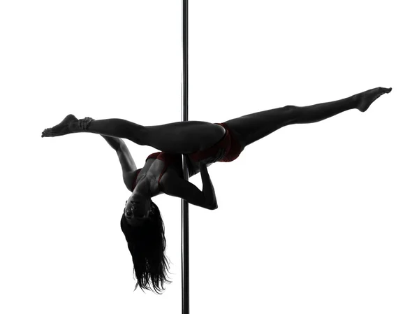 Nő pole dancer sziluett — Stock Fotó