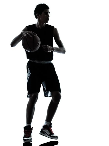 Silhouette de joueur de basket — Photo