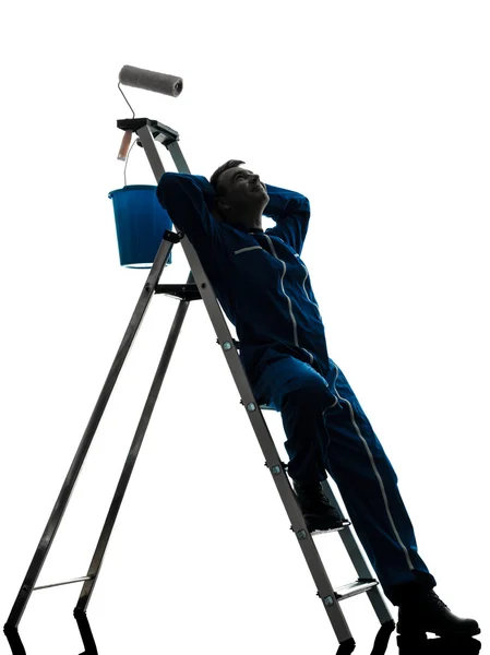 Mann Haus Maler Arbeiter Silhouette — Stockfoto
