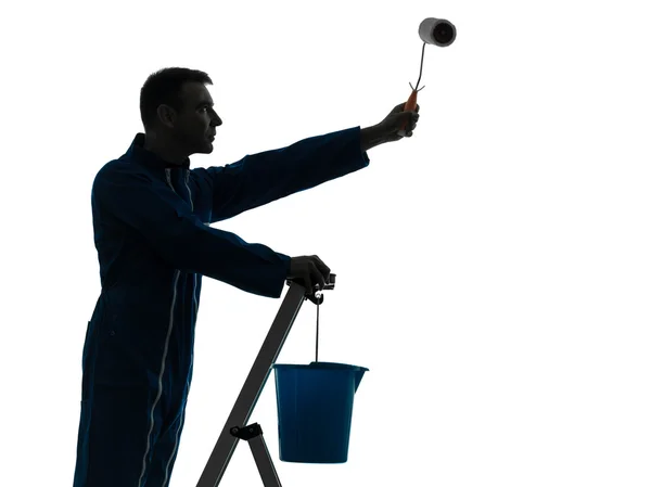 Adam ev Boyacısı işçisi siluet — Stok fotoğraf