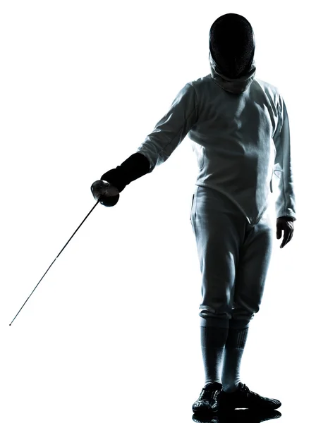Man fencing silhouette saluting — Stock Photo, Image