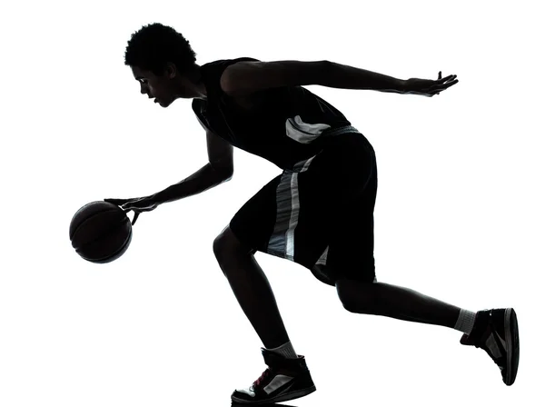 Silhouette de joueur de basket — Photo