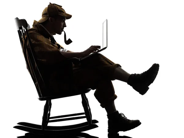 Sherlock holmes silhouette computing — Stock Photo, Image